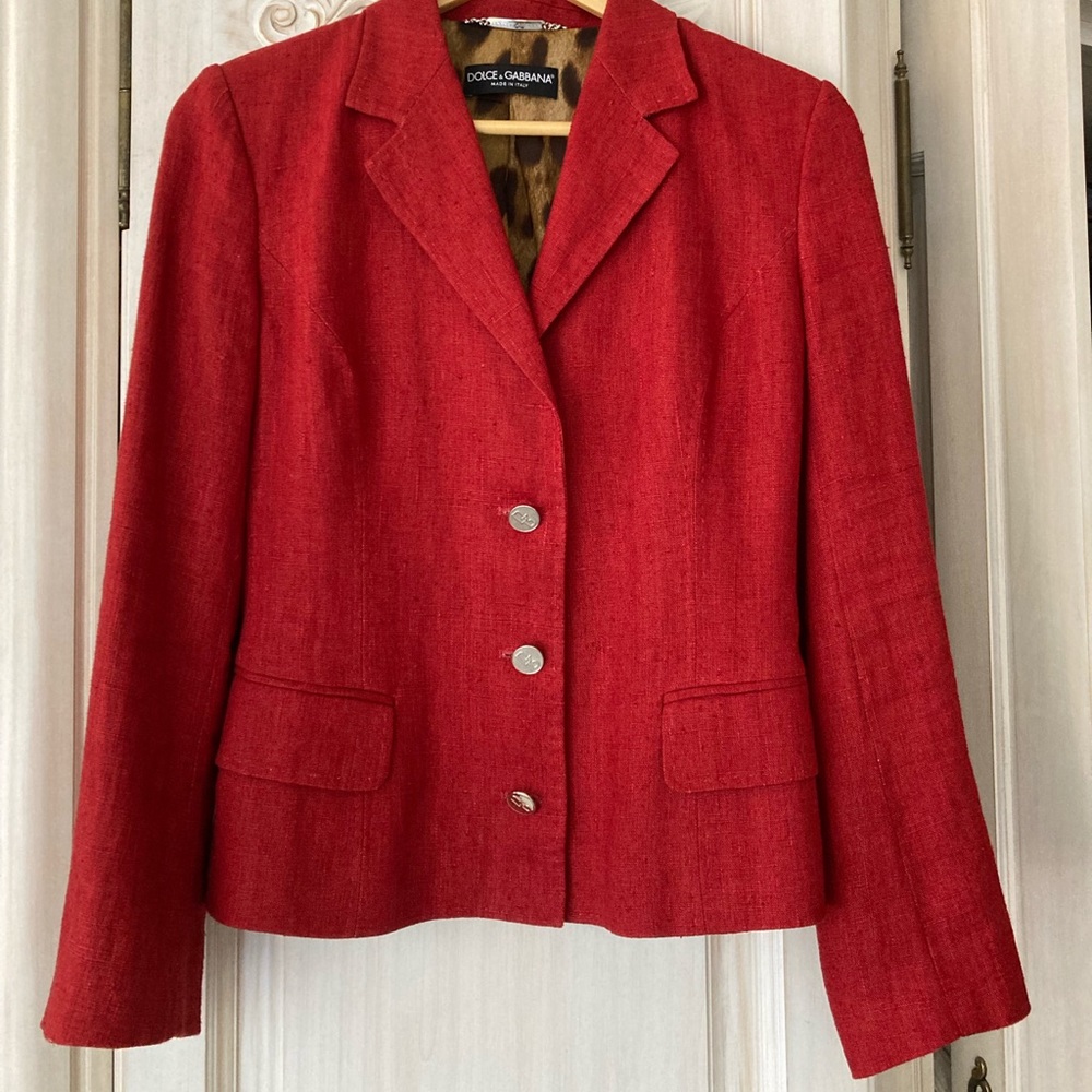 Dolce & Gabbana Flax Linen Red Blazer Size 40